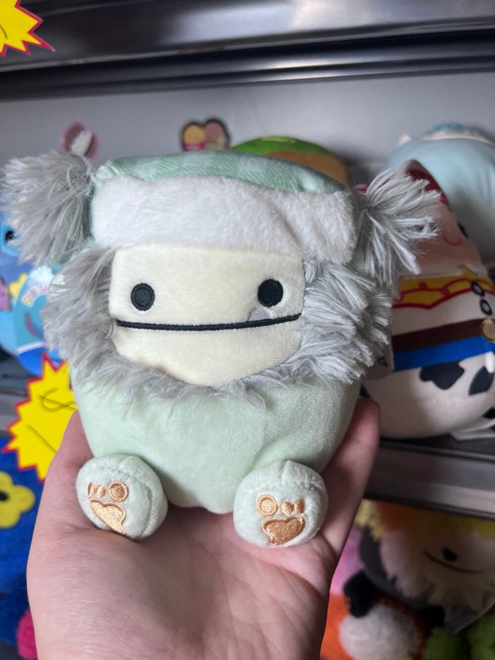 5 inch Evita the Bigfoot Squishmallow trapper hat cute nwt